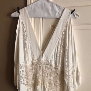 Cream dress with laser cutting